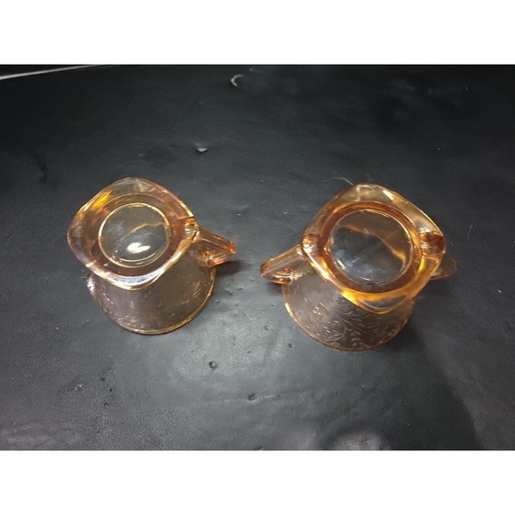 Jeanette Floragold Sugar & Creamer, Iridescent Glass Set, Vintage Carnival Glass - Picture 7 of 9